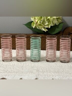 Pier 1 Imports Striped 5 Drinking Highball Glasses